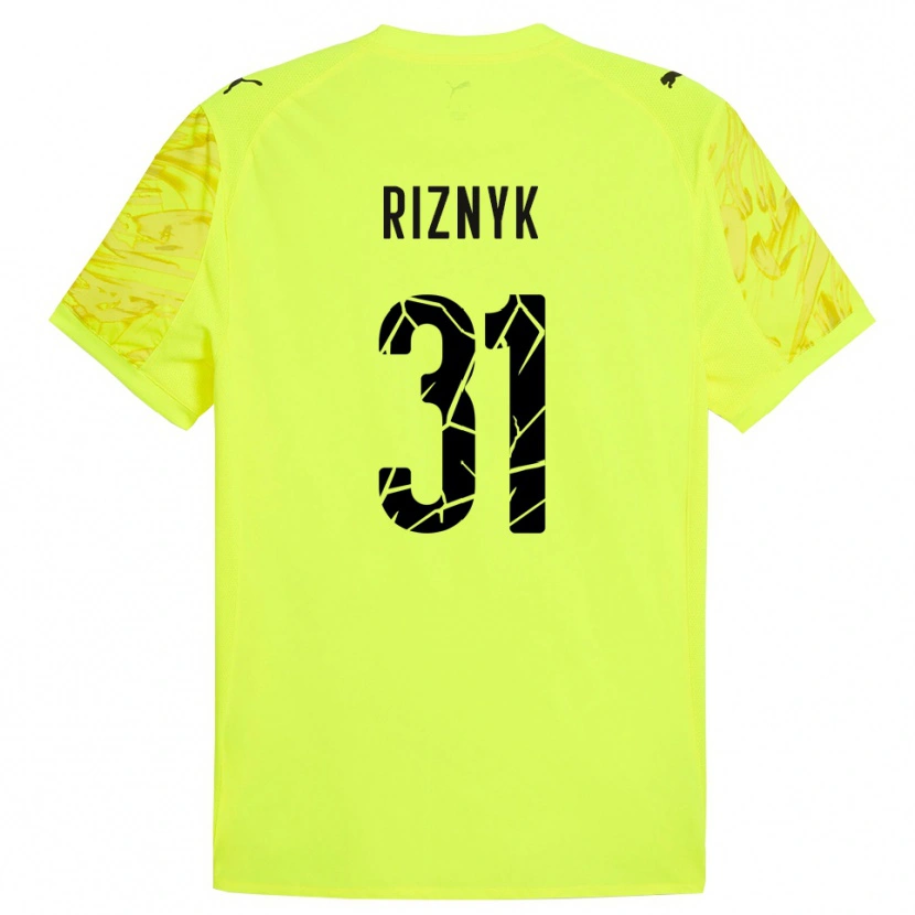 Danxen Męski Dmytro Riznyk #31 Zielono-Żółty Koszulka Bramkarska 2025/26