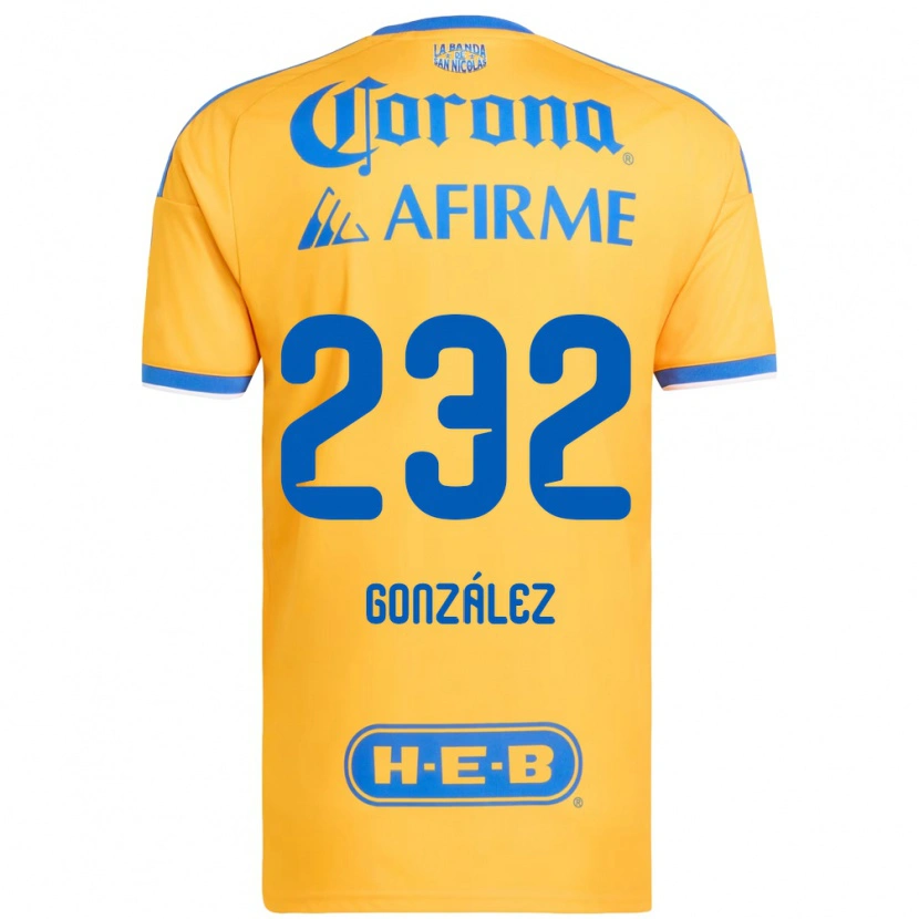 Danxen Dzieci César González #232 Żółty Niebieski Domowa Koszulka 2026/27 Koszulki Klubowe