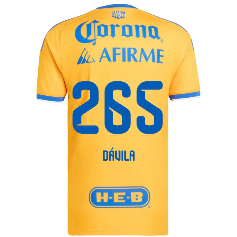 Danxen Dzieci Emiliano Dávila #265 Żółty Niebieski Domowa Koszulka 2026/27 Koszulki Klubowe