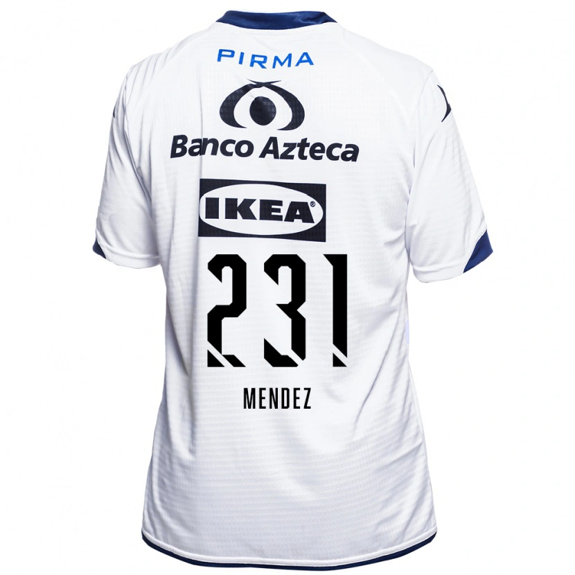 Danxen Dzieci Alejandro Méndez #231 Biały Czarny Niebieski Domowa Koszulka 2026/27 Koszulki Klubowe