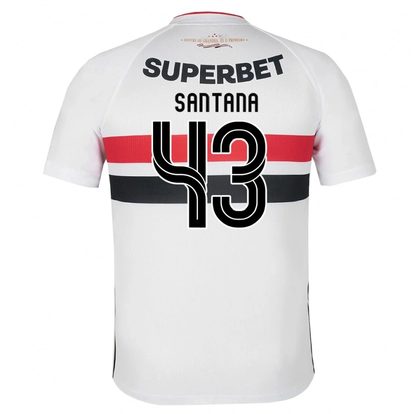 Danxen Dzieci Gustavo Santana #43 Biały Czerwony Czarny Domowa Koszulka 2026/27 Koszulki Klubowe
