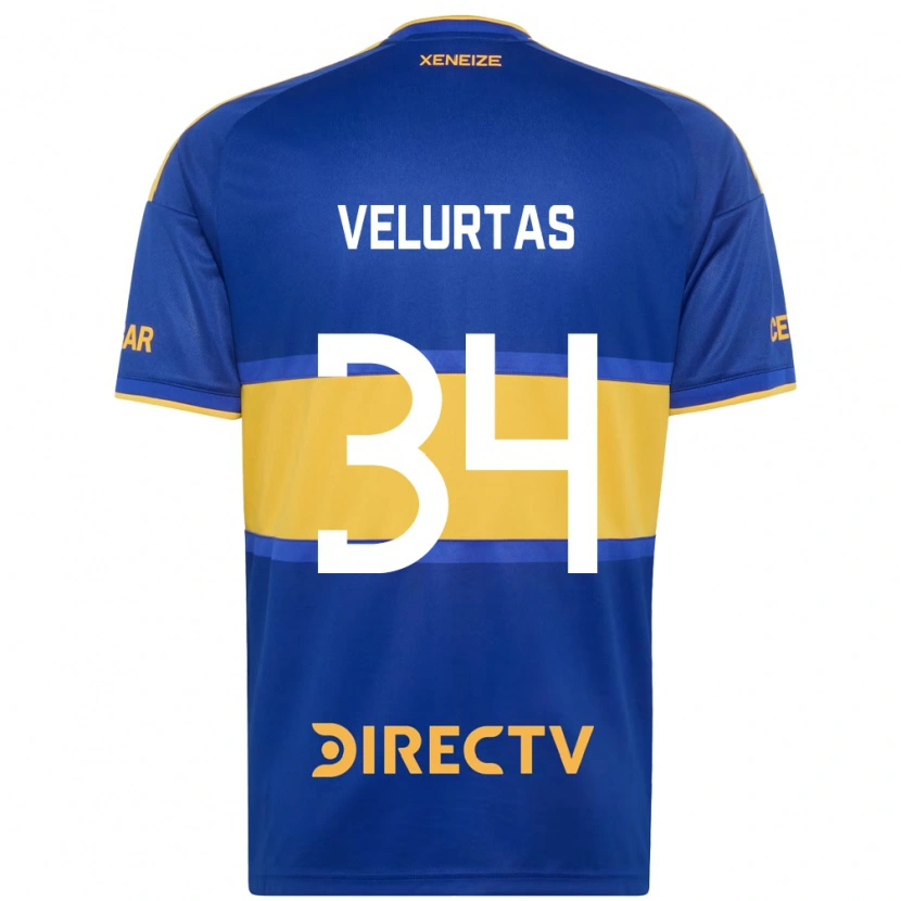 Danxen Dzieci Pedro Velurtas #34 Królewski Niebieski Żółty Domowa Koszulka 2026/27 Koszulki Klubowe
