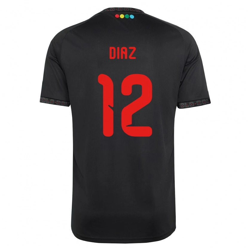 Danxen Dzieci Javiera Díaz #12 Czarny Czerwony Wyjazdowa Koszulka 2026/27 Koszulki Klubowe