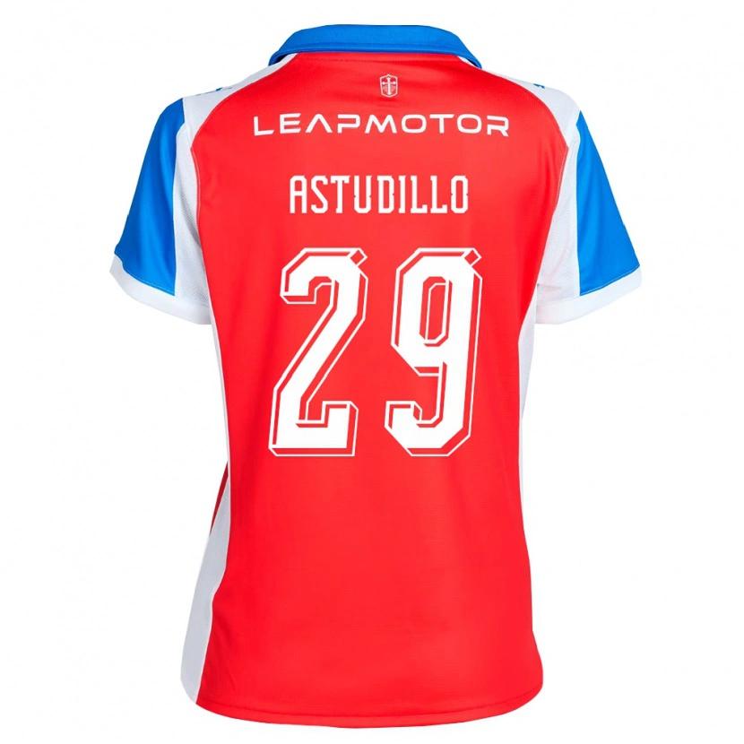Danxen Dzieci Aaron Astudillo #29 Czerwony Niebieski Wyjazdowa Koszulka 2026/27 Koszulki Klubowe