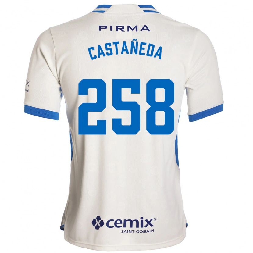 Danxen Dzieci Emiliano Castañeda #258 Biały Niebieski Czerwony Wyjazdowa Koszulka 2026/27 Koszulki Klubowe