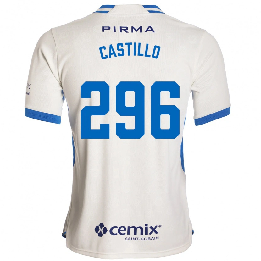 Danxen Dzieci Eduardo Castillo #296 Biały Niebieski Czerwony Wyjazdowa Koszulka 2026/27 Koszulki Klubowe