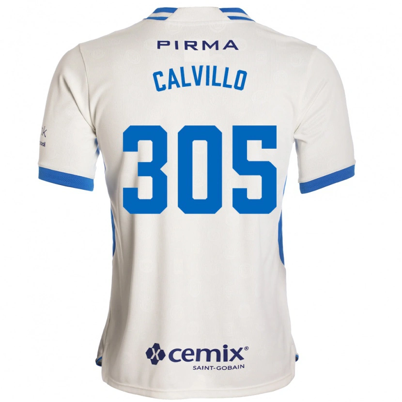 Danxen Dzieci Carlos Calvillo #305 Biały Niebieski Czerwony Wyjazdowa Koszulka 2026/27 Koszulki Klubowe
