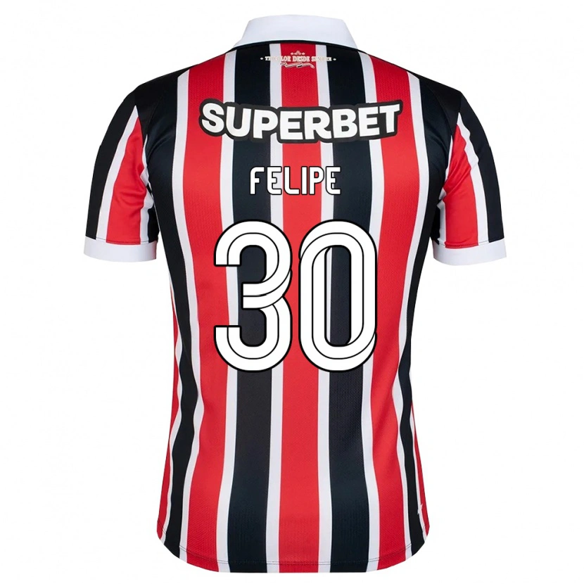 Danxen Dzieci Everton Felipe #30 Czerwony Biały Czarny Wyjazdowa Koszulka 2026/27 Koszulki Klubowe