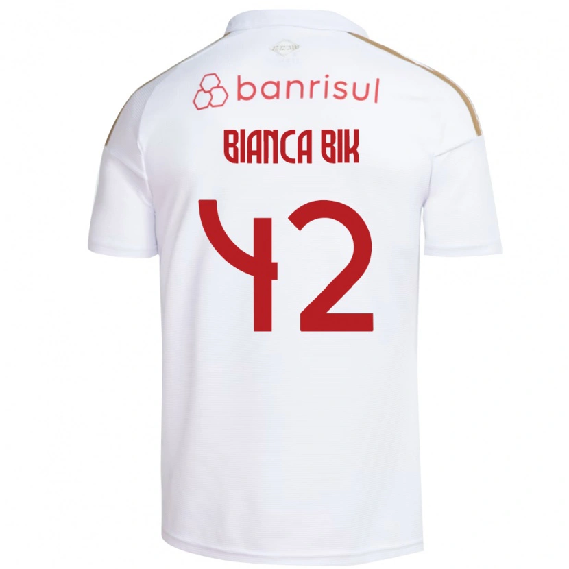 Danxen Dzieci Bianca Bik #42 Biały Czerwony Wyjazdowa Koszulka 2026/27 Koszulki Klubowe