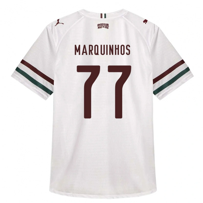 Danxen Dzieci Marquinhos #77 Biały Zielony Burgundia Wyjazdowa Koszulka 2026/27 Koszulki Klubowe