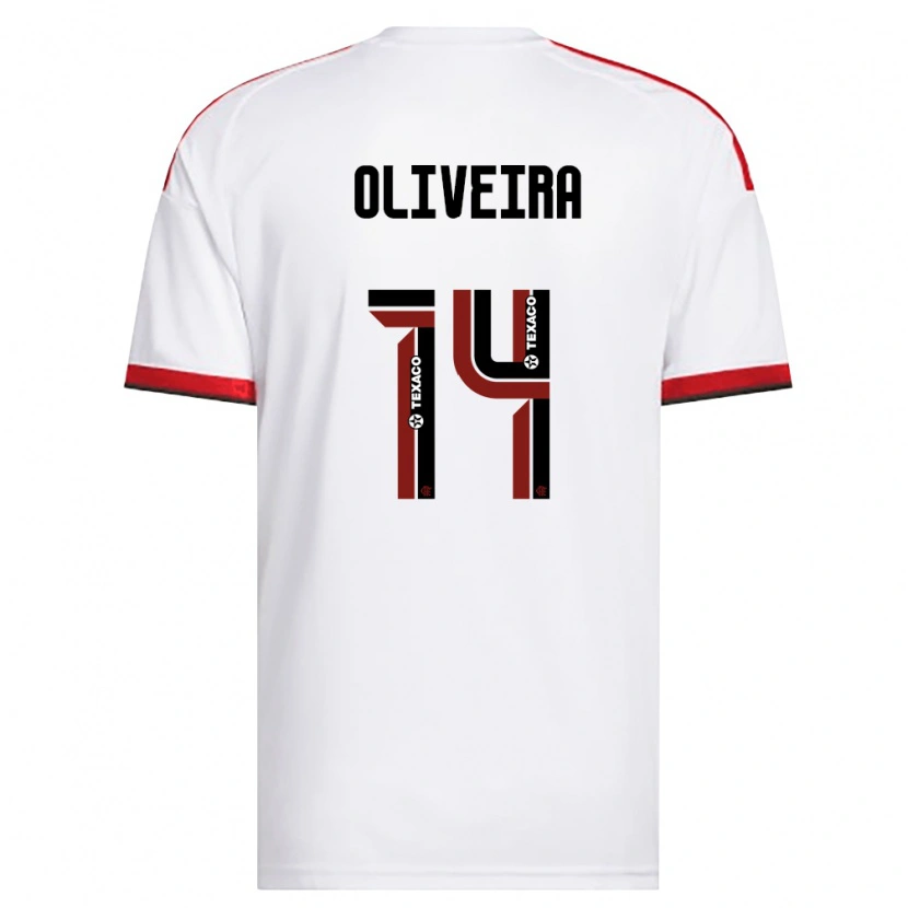 Danxen Dzieci Gustavo Oliveira #14 Biały Czerwony Czarny Wyjazdowa Koszulka 2026/27 Koszulki Klubowe