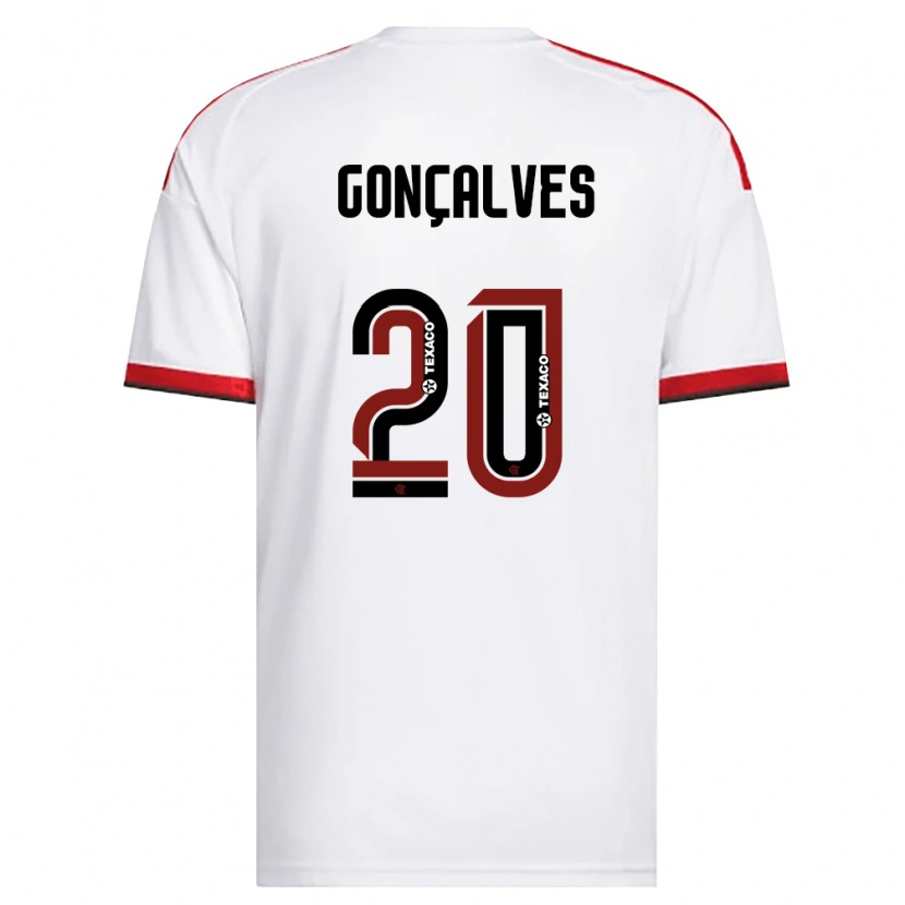 Danxen Dzieci Matheus Gonçalves #20 Biały Czerwony Czarny Wyjazdowa Koszulka 2026/27 Koszulki Klubowe