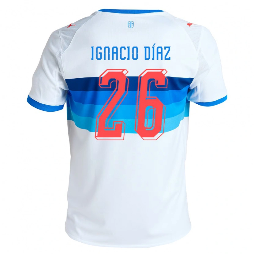 Danxen Męski Juan Ignacio Díaz #26 Biały Błękitny Domowa Koszulka 2026/27 Koszulki Klubowe