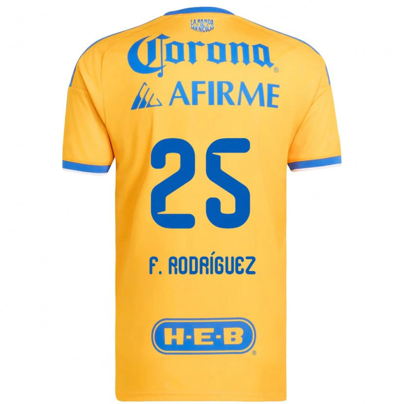 Danxen Męski Felipe Rodríguez #25 Żółty Niebieski Domowa Koszulka 2026/27 Koszulki Klubowe