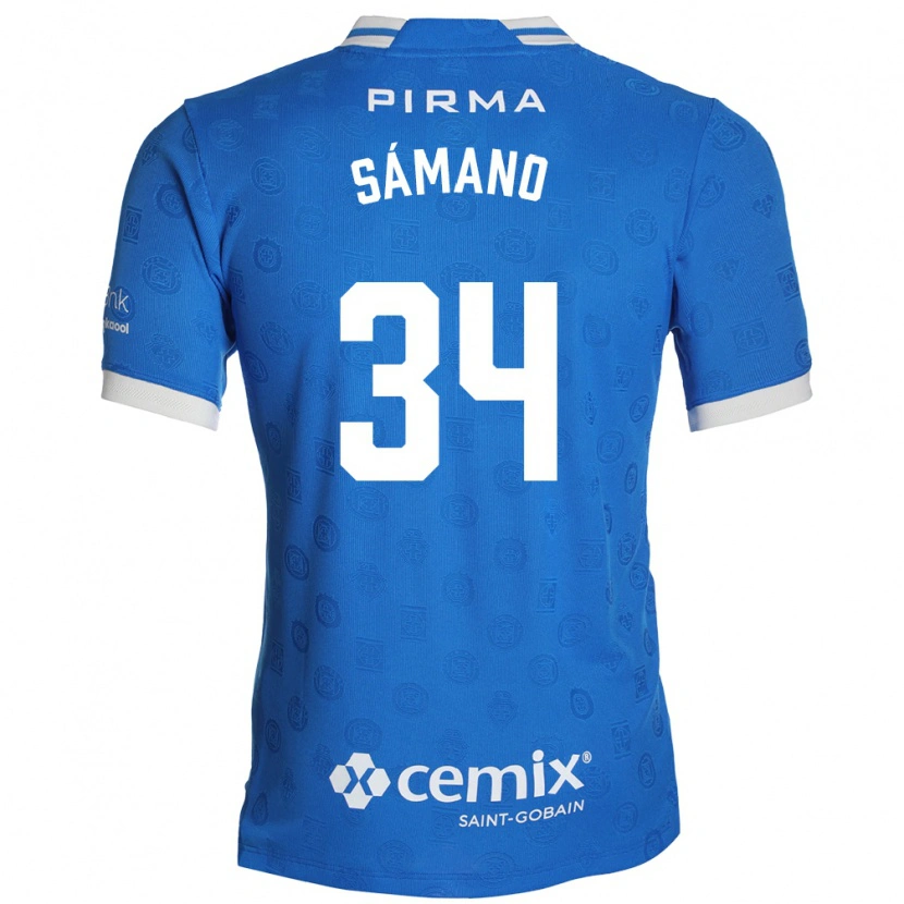 Danxen Męski Leonardo Sámano #34 Niebieski Biały Czerwony Domowa Koszulka 2026/27 Koszulki Klubowe