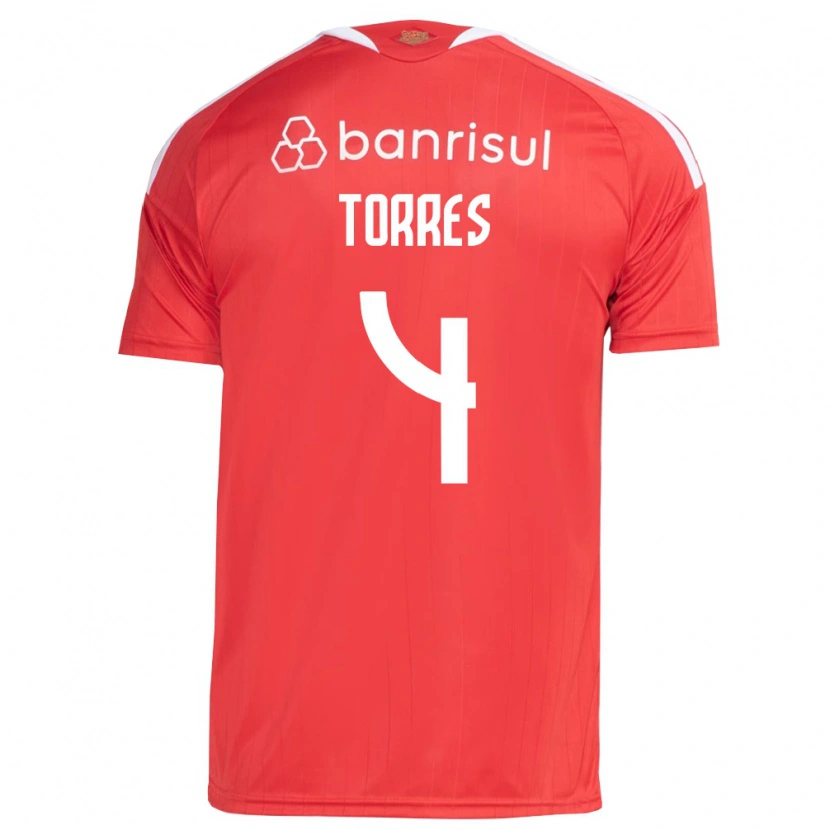 Danxen Męski Félix Torres #4 Czerwony Biały Domowa Koszulka 2026/27 Koszulki Klubowe