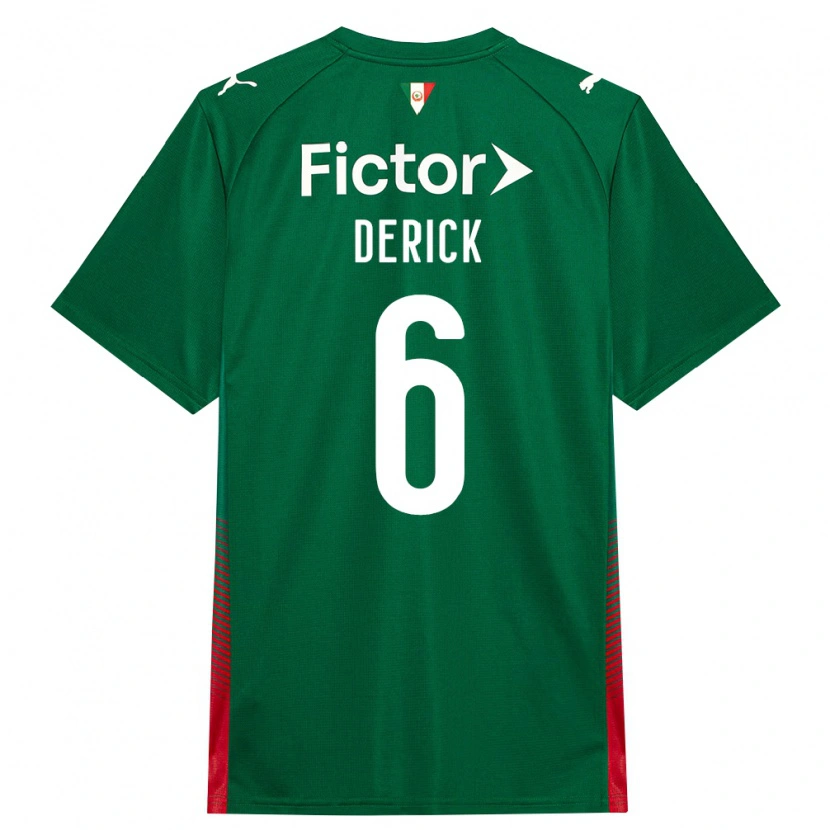 Danxen Męski Derick Araújo Campos #6 Zielony Czerwony Biały Domowa Koszulka 2026/27 Koszulki Klubowe