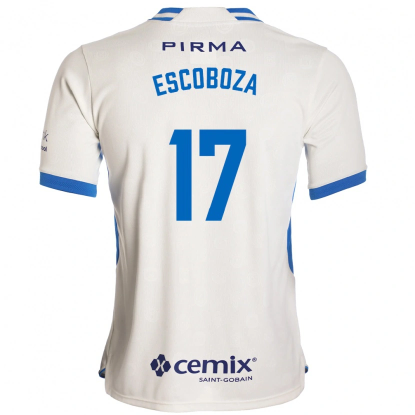 Danxen Męski Alonso Escoboza #17 Biały Niebieski Czerwony Wyjazdowa Koszulka 2026/27 Koszulki Klubowe