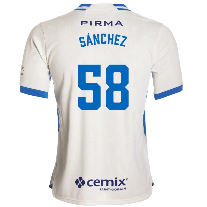 Danxen Męski Emmanuel Sánchez #58 Biały Niebieski Czerwony Wyjazdowa Koszulka 2026/27 Koszulki Klubowe