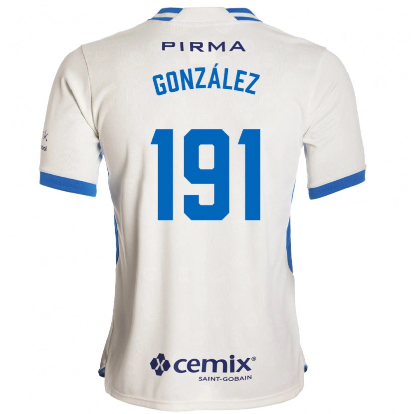 Danxen Męski Alejandro González #191 Biały Niebieski Czerwony Wyjazdowa Koszulka 2026/27 Koszulki Klubowe