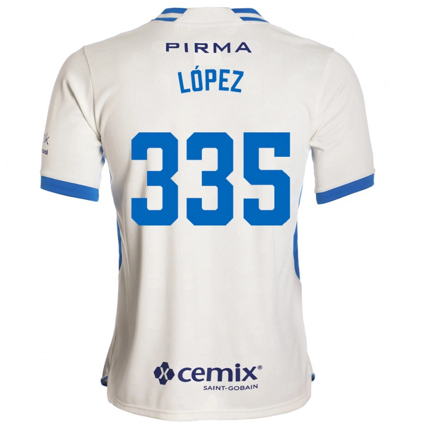 Danxen Męski Alfredo López #335 Biały Niebieski Czerwony Wyjazdowa Koszulka 2026/27 Koszulki Klubowe
