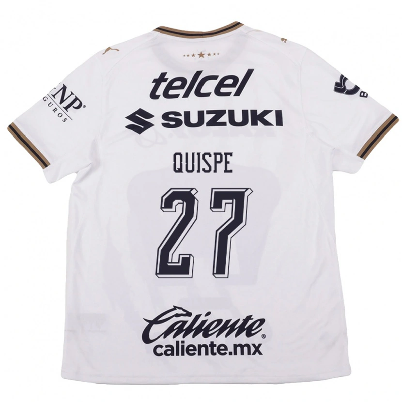Danxen Męski Piero Quispe #27 Biały Czarny Brązowy Wyjazdowa Koszulka 2026/27 Koszulki Klubowe