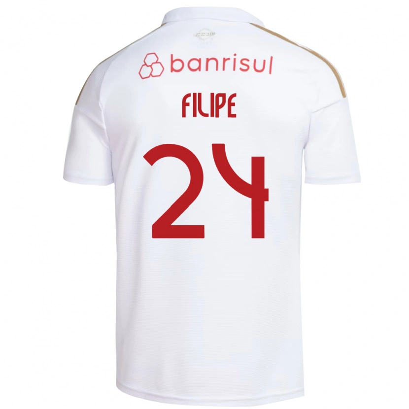 Danxen Męski Filipe Sírio #24 Biały Czerwony Wyjazdowa Koszulka 2026/27 Koszulki Klubowe