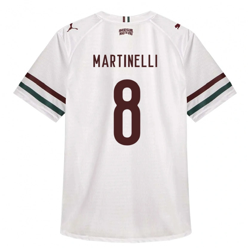 Danxen Męski Matheus Martinelli Lima #8 Biały Zielony Burgundia Wyjazdowa Koszulka 2026/27 Koszulki Klubowe