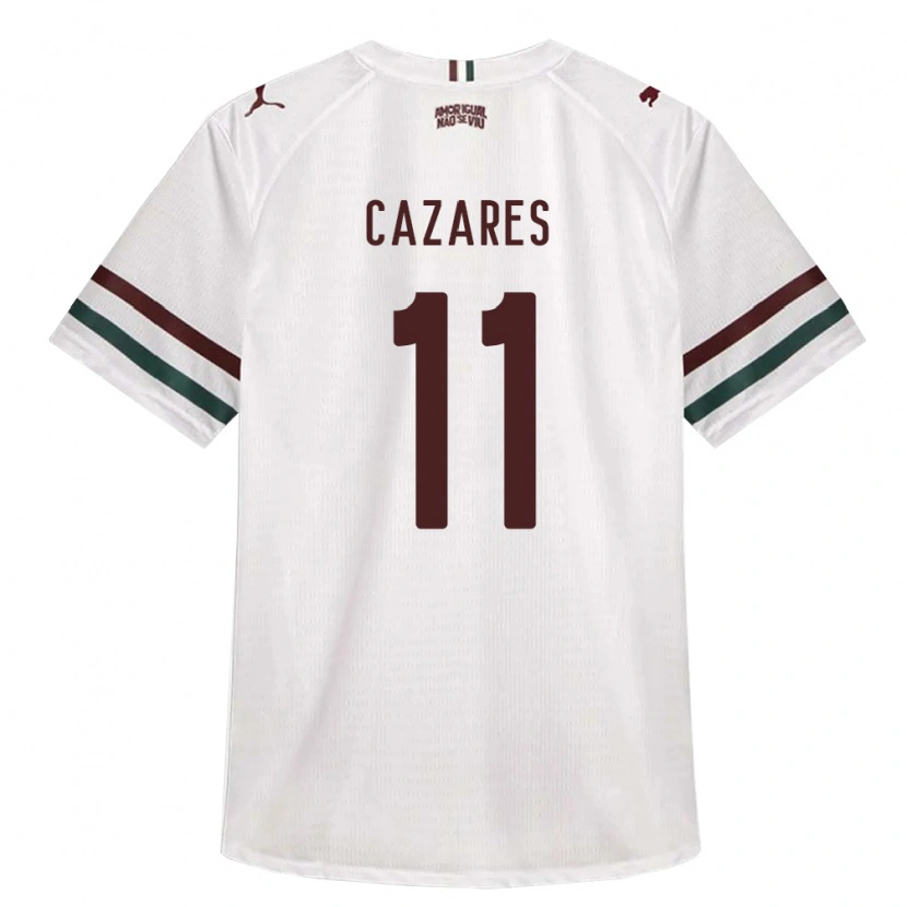 Danxen Męski Juan Cazares #11 Biały Zielony Burgundia Wyjazdowa Koszulka 2026/27 Koszulki Klubowe