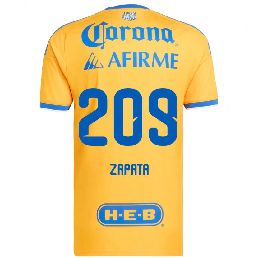 Danxen Kobiety Jorge Zapata #209 Żółty Niebieski Domowa Koszulka 2026/27 Koszulki Klubowe