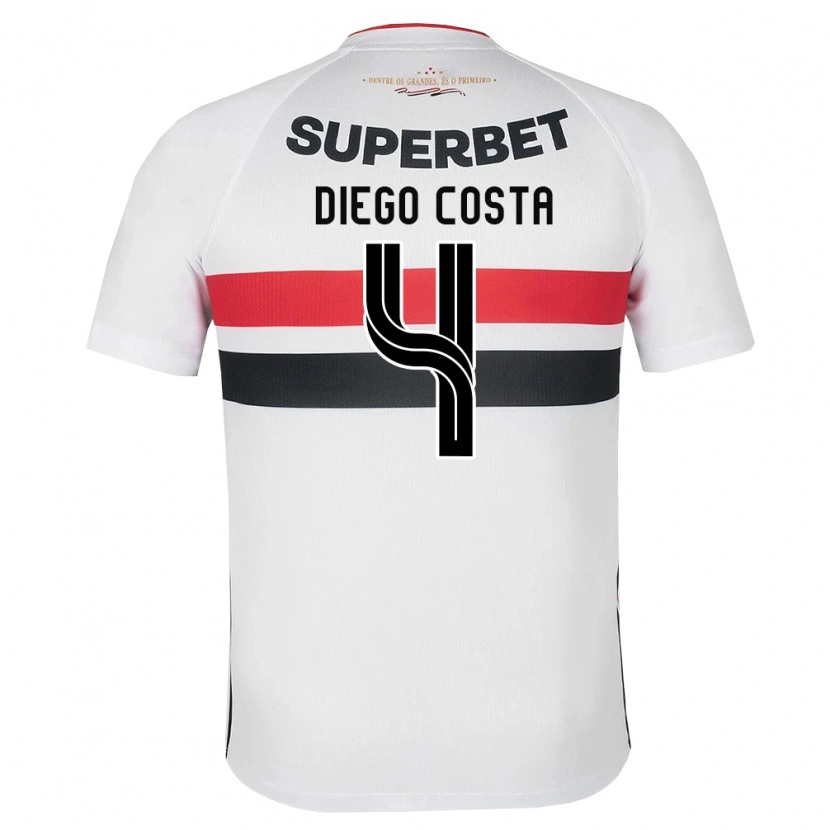 Danxen Kobiety Diego Costa #4 Biały Czerwony Czarny Domowa Koszulka 2026/27 Koszulki Klubowe