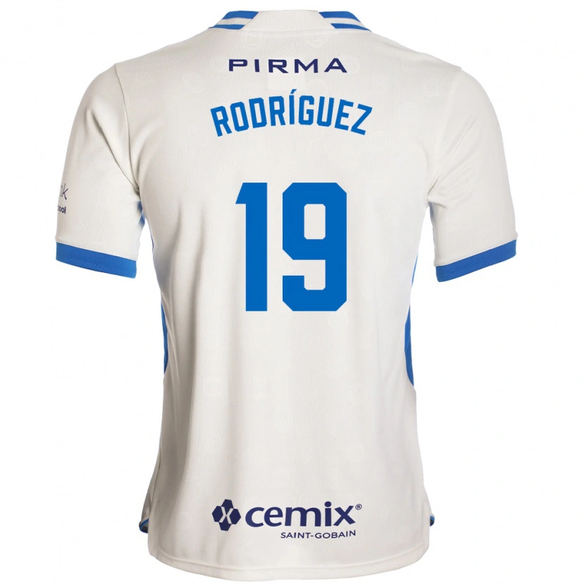 Danxen Kobiety Carlos Rodríguez #19 Biały Niebieski Czerwony Wyjazdowa Koszulka 2026/27 Koszulki Klubowe