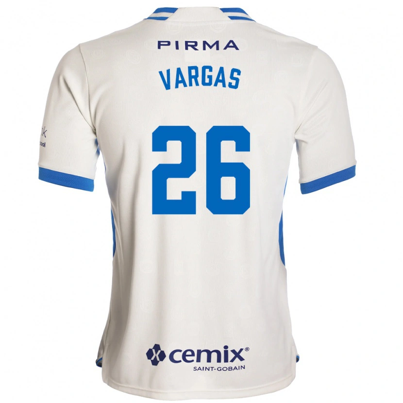Danxen Kobiety Carlos Vargas #26 Biały Niebieski Czerwony Wyjazdowa Koszulka 2026/27 Koszulki Klubowe