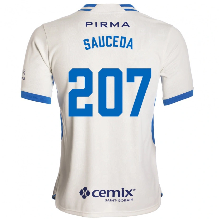 Danxen Kobiety Pedro Sauceda #207 Biały Niebieski Czerwony Wyjazdowa Koszulka 2026/27 Koszulki Klubowe