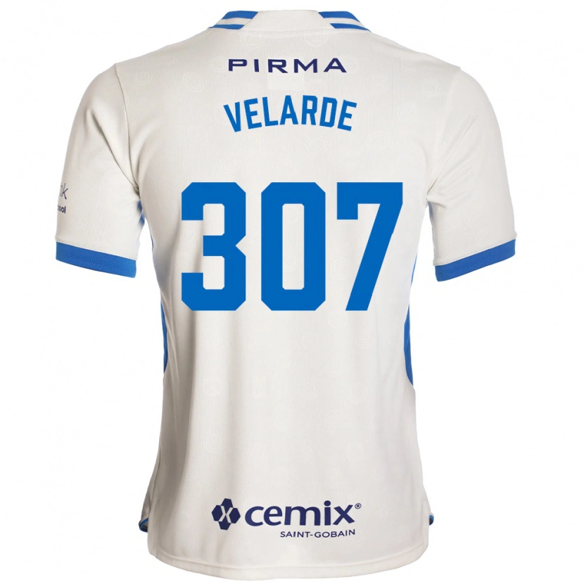 Danxen Kobiety Juan Velarde #307 Biały Niebieski Czerwony Wyjazdowa Koszulka 2026/27 Koszulki Klubowe