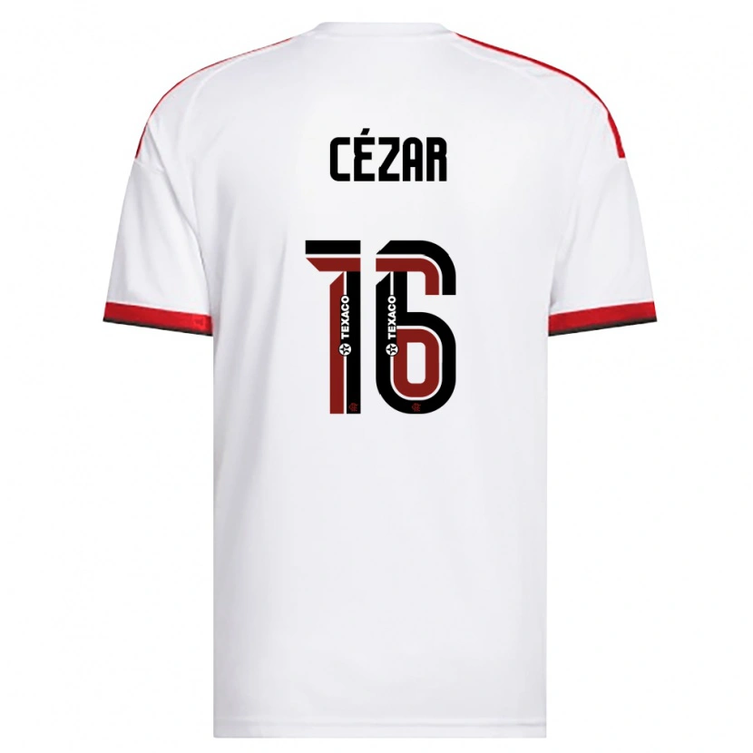 Danxen Kobiety Paulo Cézar #16 Biały Czerwony Czarny Wyjazdowa Koszulka 2026/27 Koszulki Klubowe