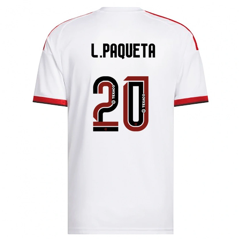 Danxen Kobiety Lucas Paquetá #20 Biały Czerwony Czarny Wyjazdowa Koszulka 2026/27 Koszulki Klubowe