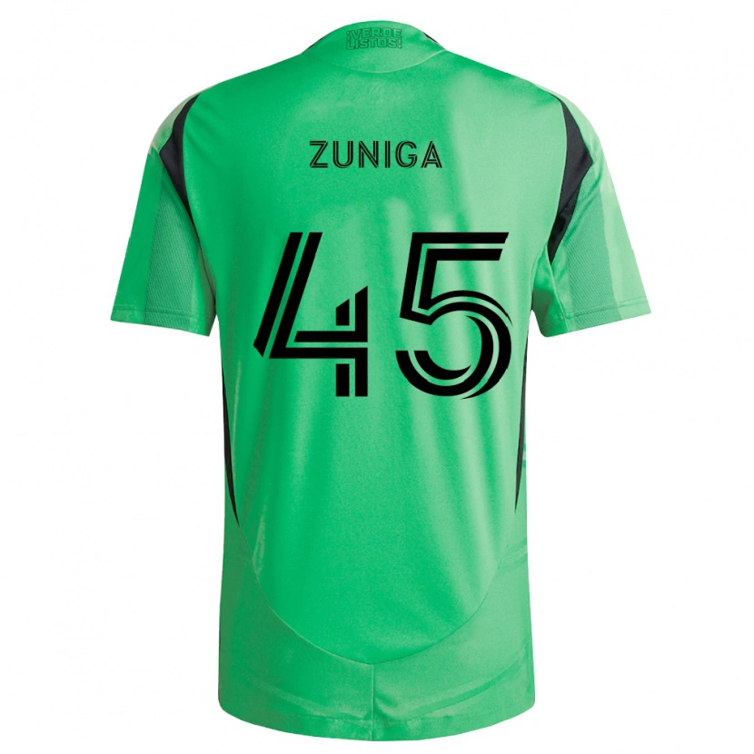 Danxen Dzieci Abner Zuñiga #45 Szmaragdowo Zielony Czarny Domowa Koszulka 2026/27 Koszulki Klubowe