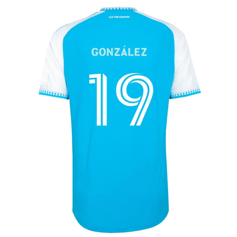 Danxen Dzieci Daniel González #19 Błękitny Biały Czarny Domowa Koszulka 2026/27 Koszulki Klubowe