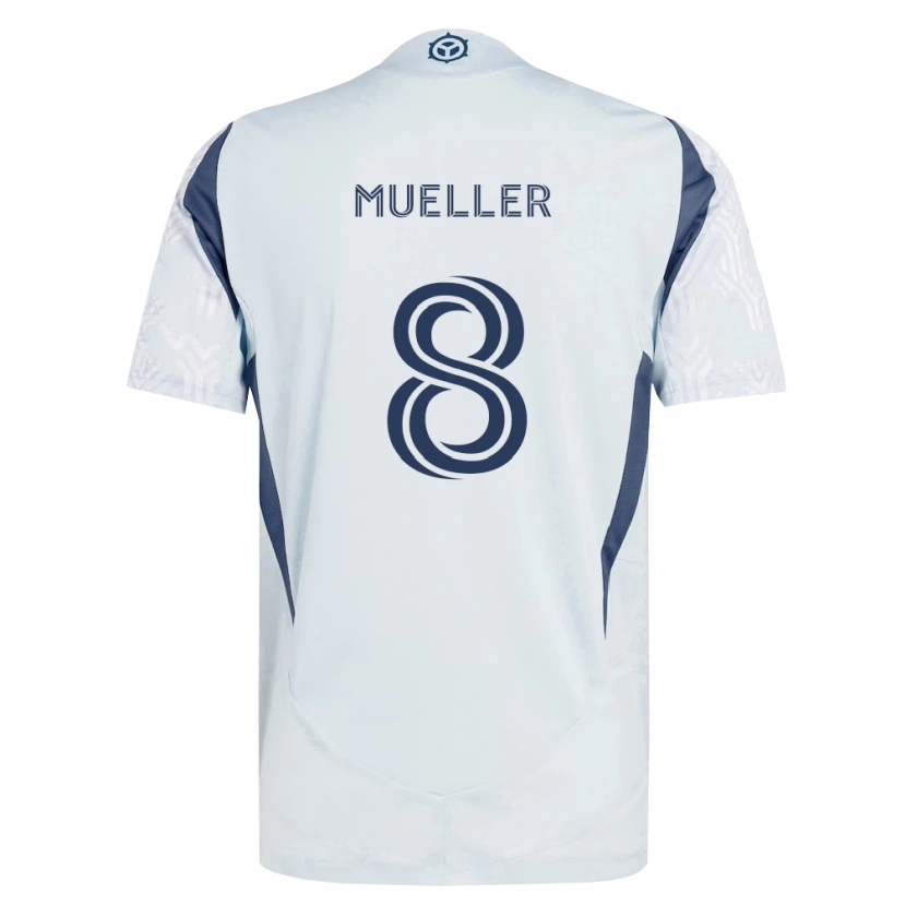 Danxen Dzieci Chris Mueller #8 Niebieski Szary Biały Wyjazdowa Koszulka 2026/27 Koszulki Klubowe