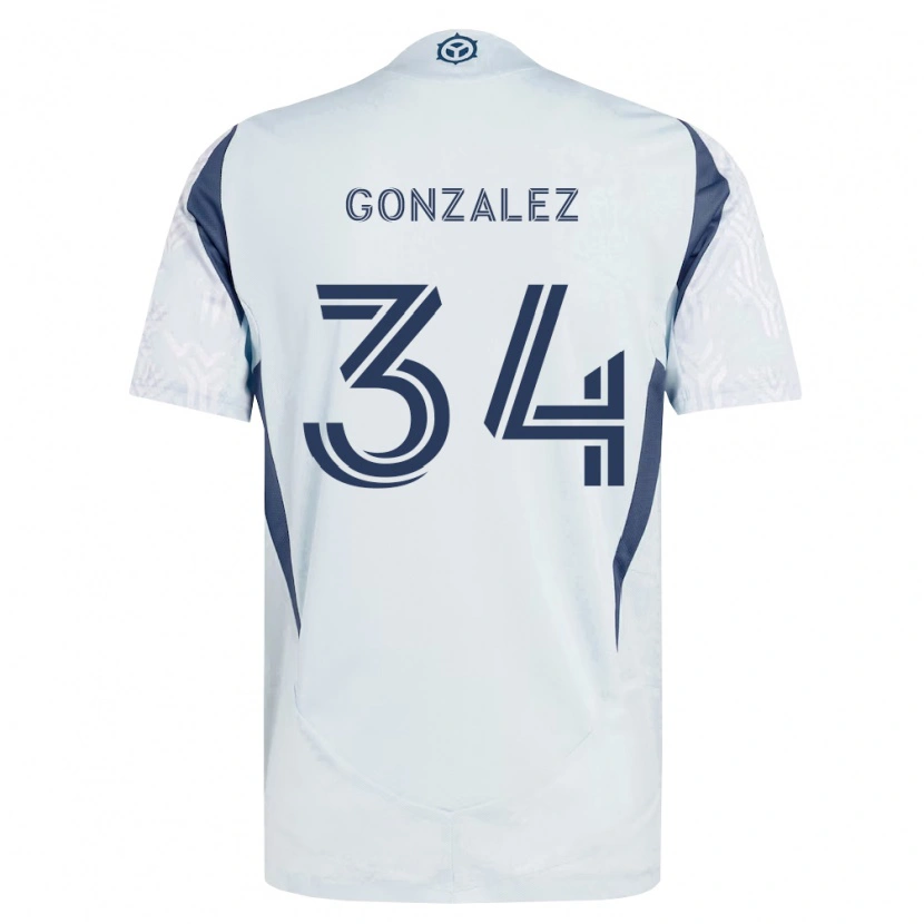 Danxen Dzieci Omar González #34 Niebieski Szary Biały Wyjazdowa Koszulka 2026/27 Koszulki Klubowe