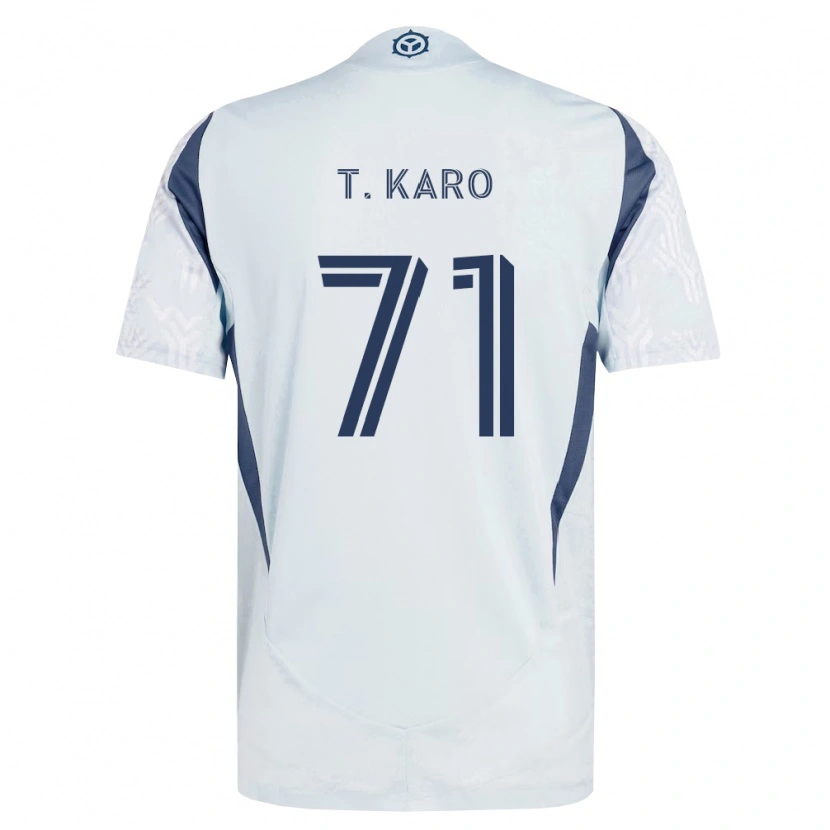 Danxen Dzieci David Tchétchao Karo #71 Niebieski Szary Biały Wyjazdowa Koszulka 2026/27 Koszulki Klubowe