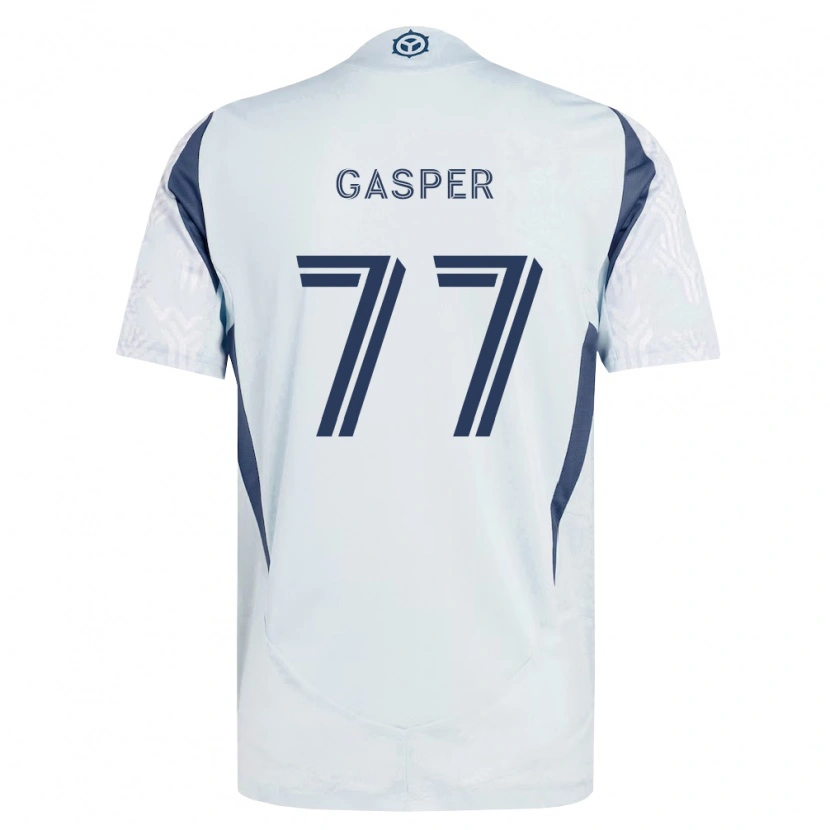 Danxen Dzieci Chase Gasper #77 Niebieski Szary Biały Wyjazdowa Koszulka 2026/27 Koszulki Klubowe