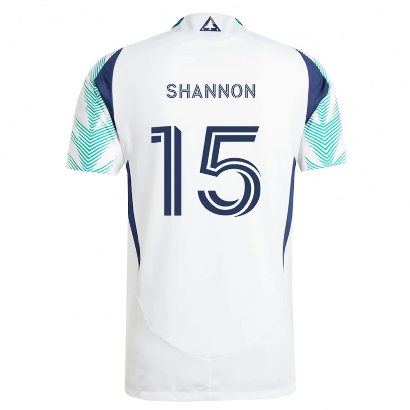 Danxen Dzieci Jake Shannon #15 Biały Granatowy Jasnozielony Wyjazdowa Koszulka 2026/27 Koszulki Klubowe
