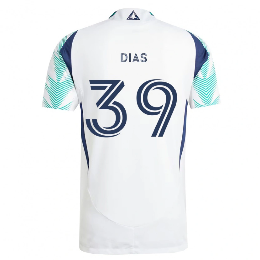 Danxen Dzieci Marcos Dias #39 Biały Granatowy Jasnozielony Wyjazdowa Koszulka 2026/27 Koszulki Klubowe
