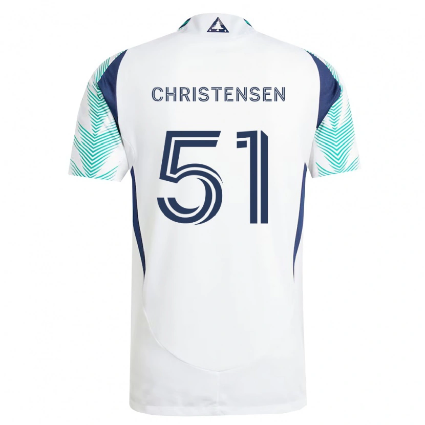 Danxen Dzieci Kevin Christensen #51 Biały Granatowy Jasnozielony Wyjazdowa Koszulka 2026/27 Koszulki Klubowe