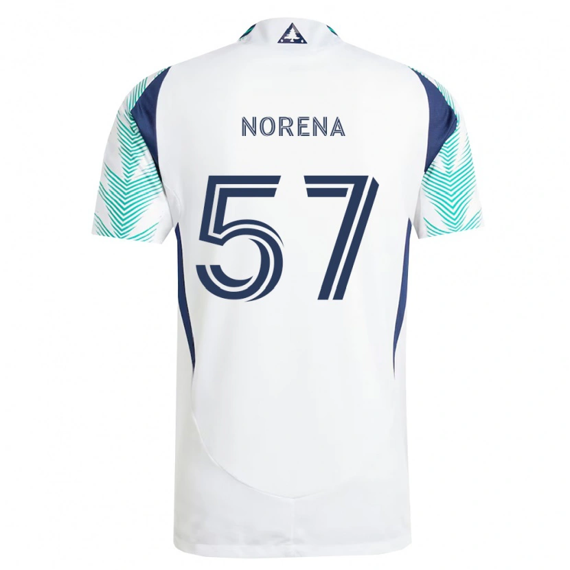 Danxen Dzieci Bryan Norena #57 Biały Granatowy Jasnozielony Wyjazdowa Koszulka 2026/27 Koszulki Klubowe