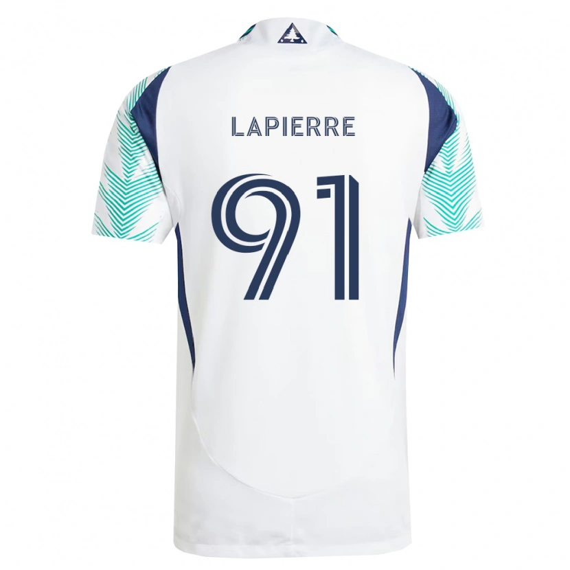 Danxen Dzieci Zach Lapierre #91 Biały Granatowy Jasnozielony Wyjazdowa Koszulka 2026/27 Koszulki Klubowe