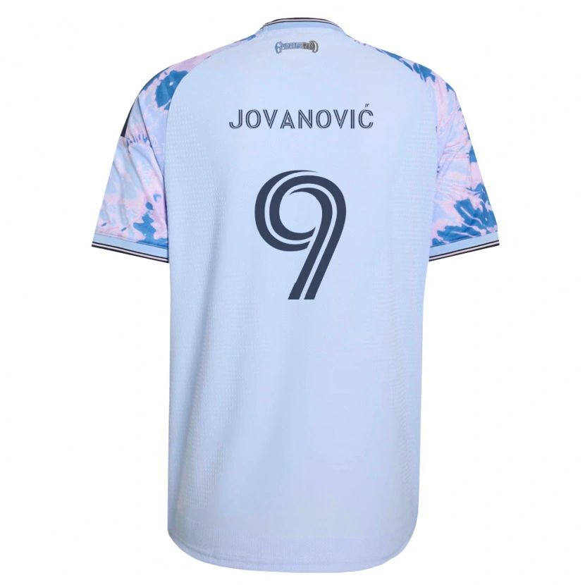 Danxen Dzieci Luka Jovanović #9 Królewski Niebieski Biały Czarny Wyjazdowa Koszulka 2026/27 Koszulki Klubowe