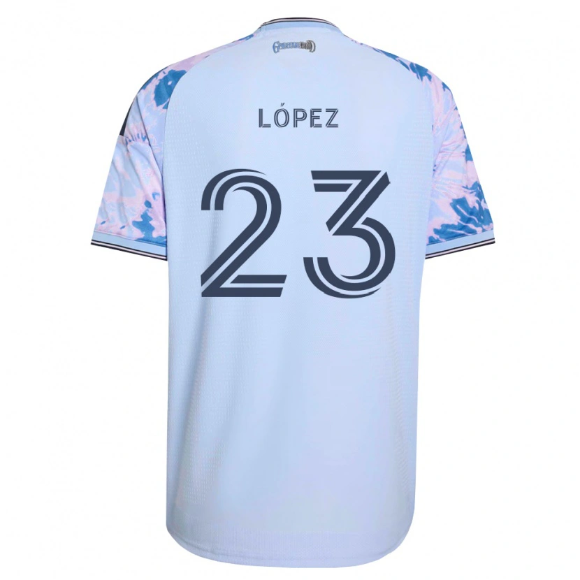 Danxen Dzieci Hernán López #23 Królewski Niebieski Biały Czarny Wyjazdowa Koszulka 2026/27 Koszulki Klubowe